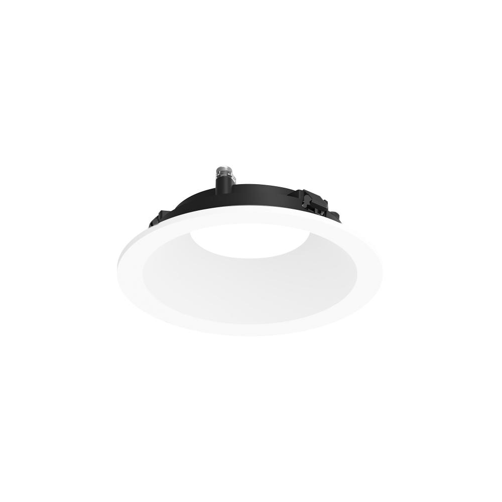 3" Apollo Round Flanged Downlight Trim with Clear Lens, Matte Powder White Finish