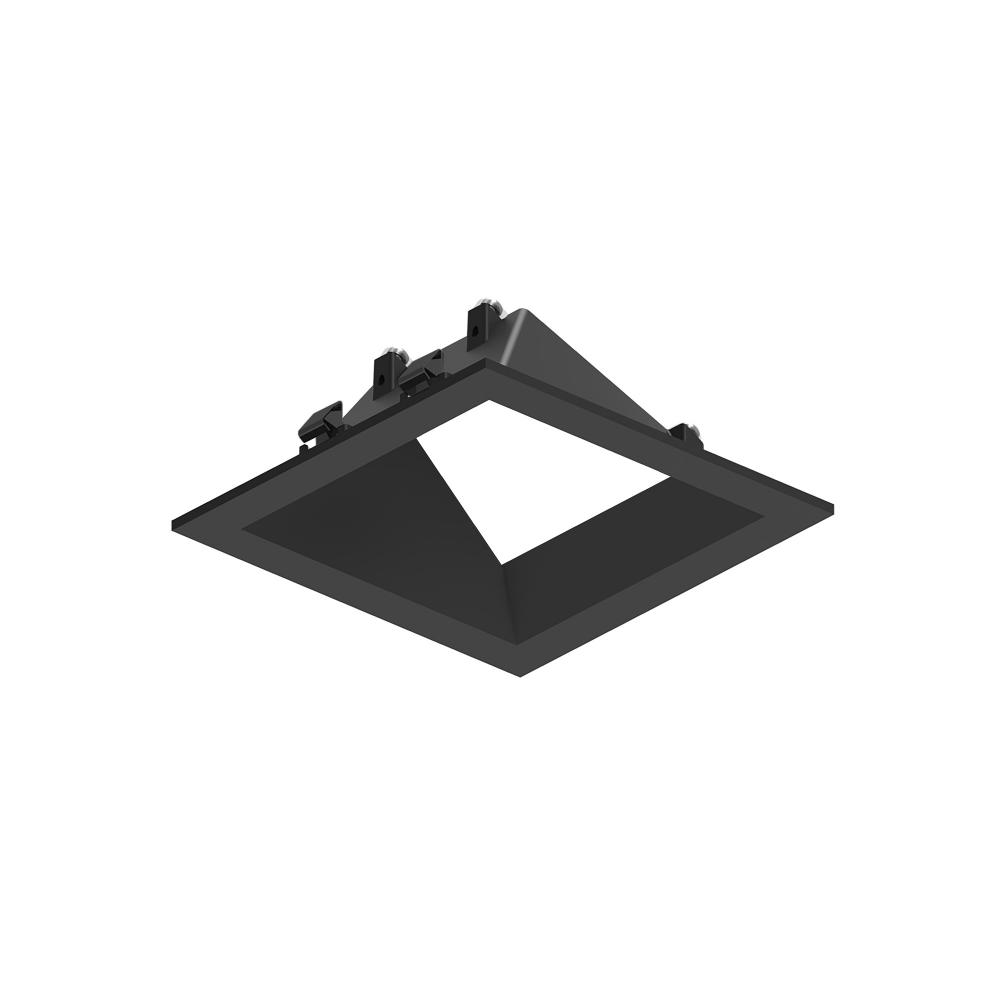3" Apollo Square Flanged Wall Wash Trim with Clear Lens, Black Finish