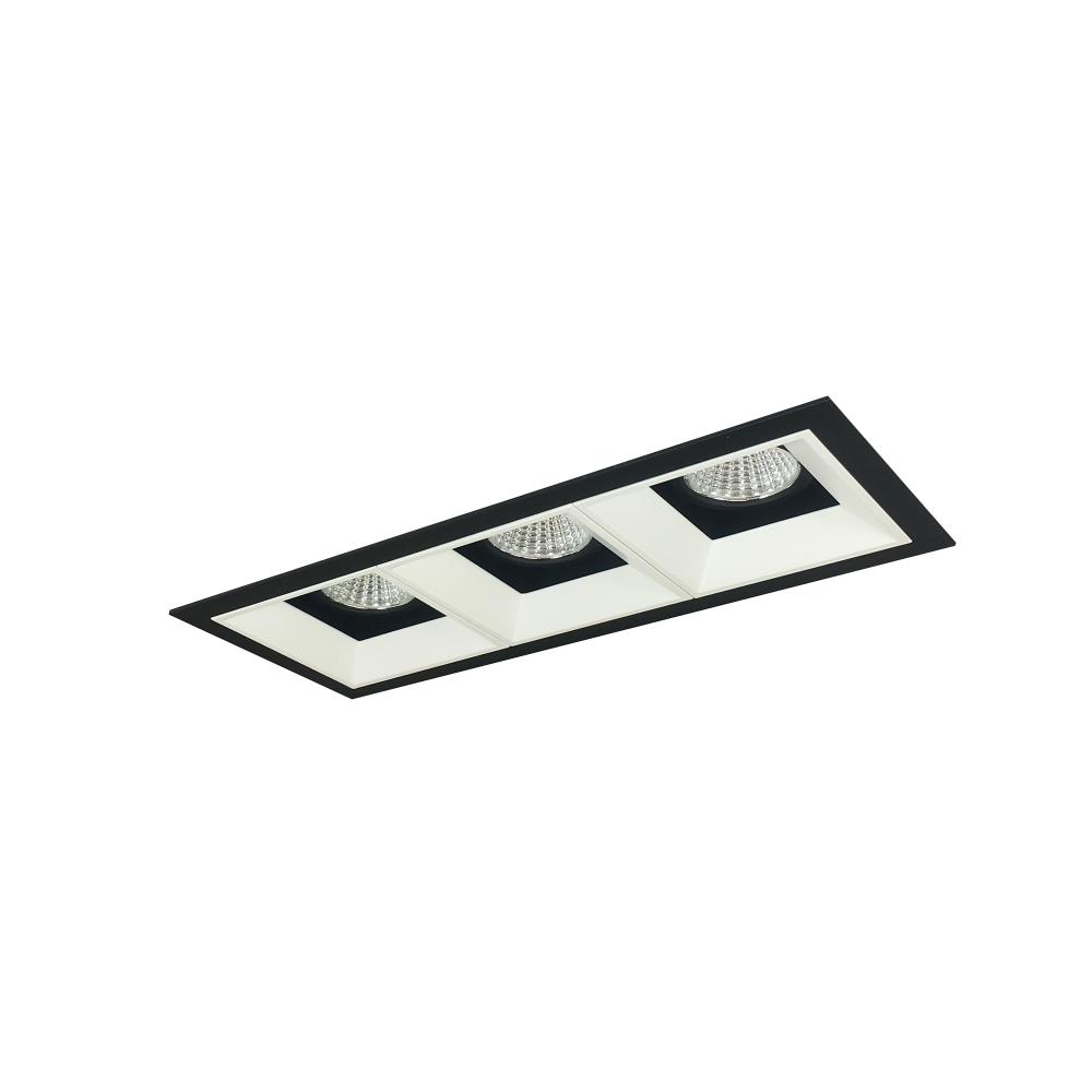 Iolite MLS 3-Head Trim Set, Black Flange, 2700K, 1000lm, Black/MPW Fixed Downlt./Adj. Gimbal Trims