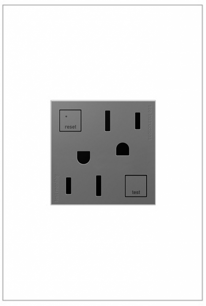 adorne Tamper-Resistant 15A Duplex Self-Test GFCI Receptacles, Magnesium