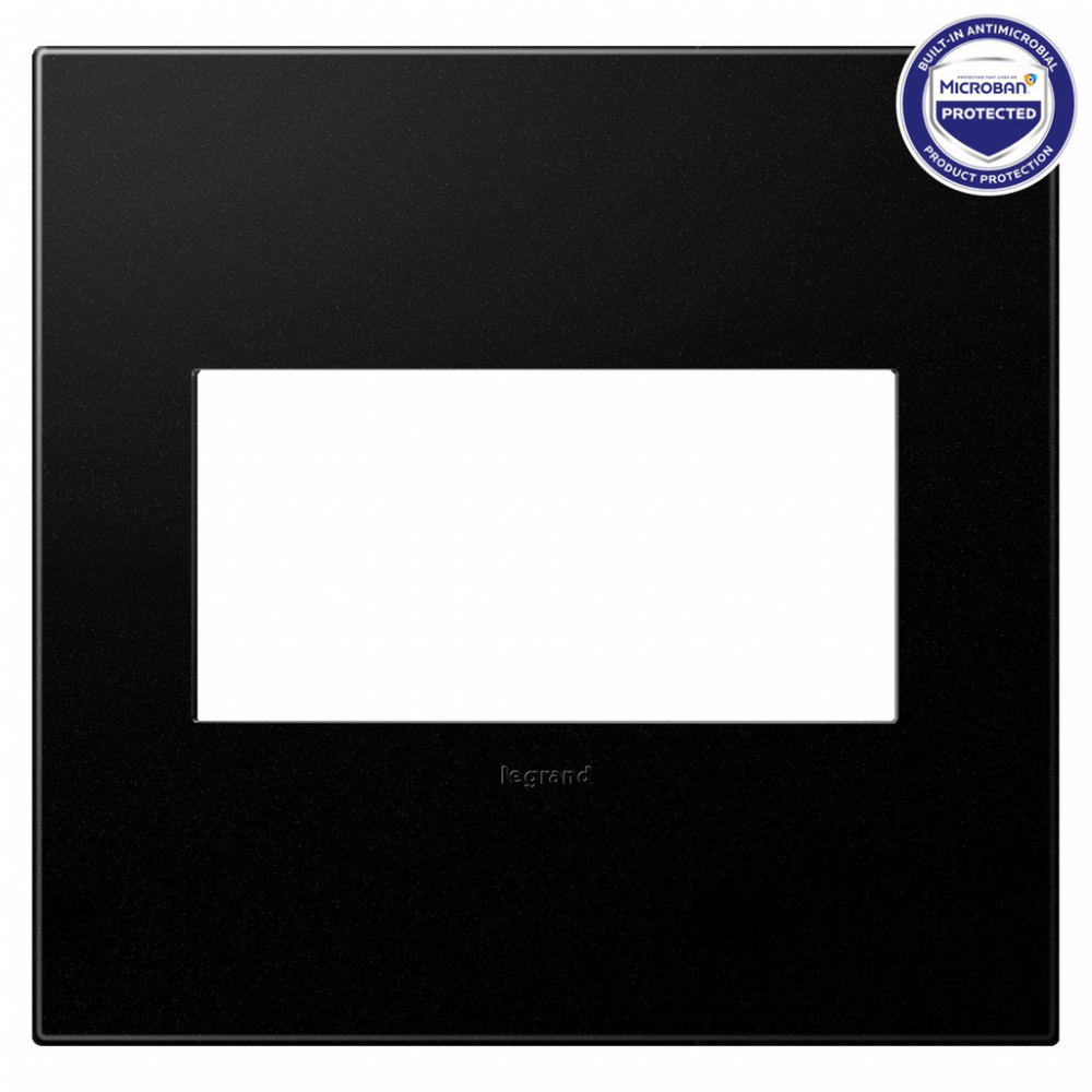 adorne Graphite Two-Gang Screwless Wall Plate with Microban