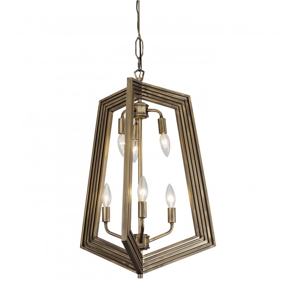 Gymnast 6-Lt Foyer Pendant - Havana Gold