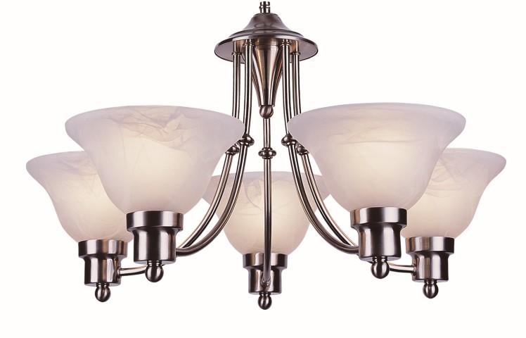5LT CHANDELIER-UP-MBLZD GLASS