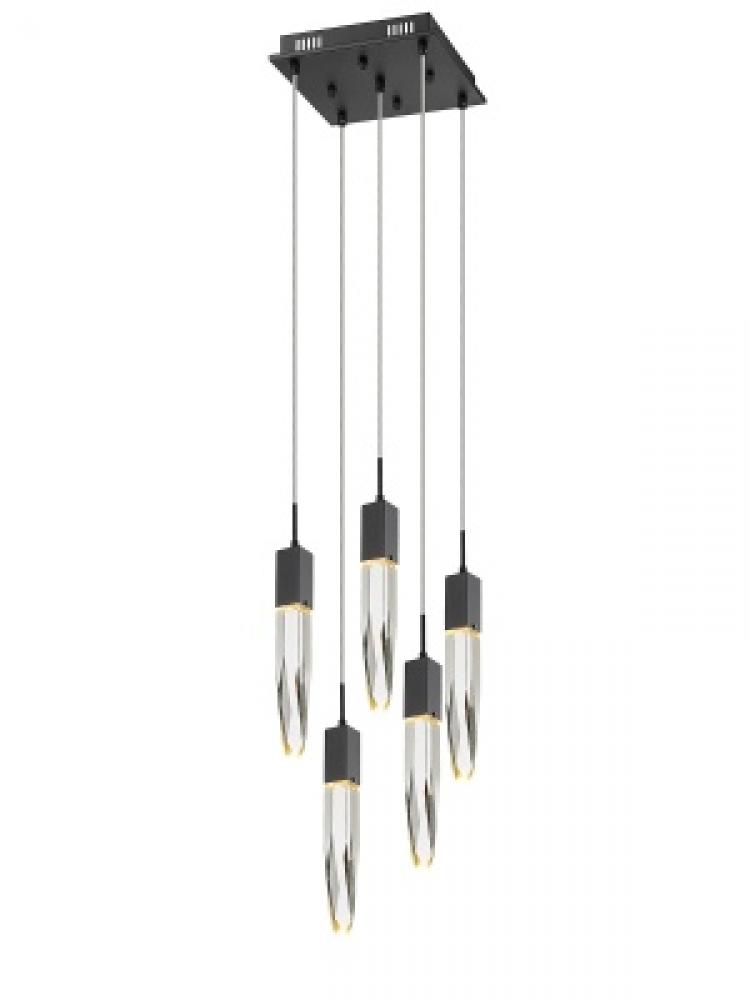 Aspen Collection 5 Light Clear Crystal Multi Port Pendant