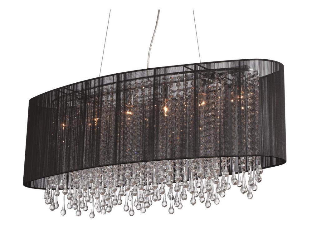 Beverly Dr. Oval Black Silk String Shade And Crystal Dual Sconce