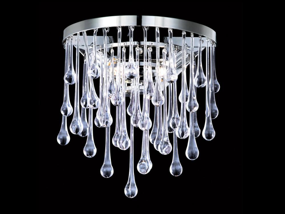 Hollywood Blvd. Polish Nickel And Tear Drop Crystal Round Wall Sconce