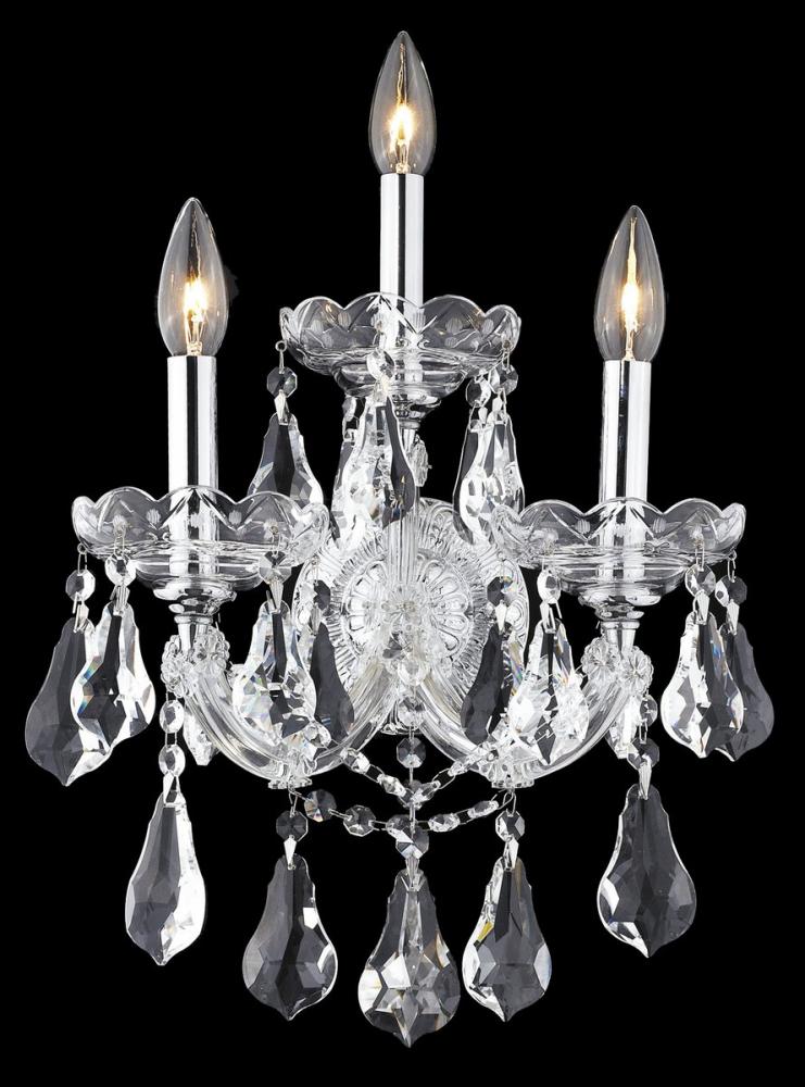 Maria Theresa 3 Light Chrome Wall Sconce Clear Royal Cut Crystal