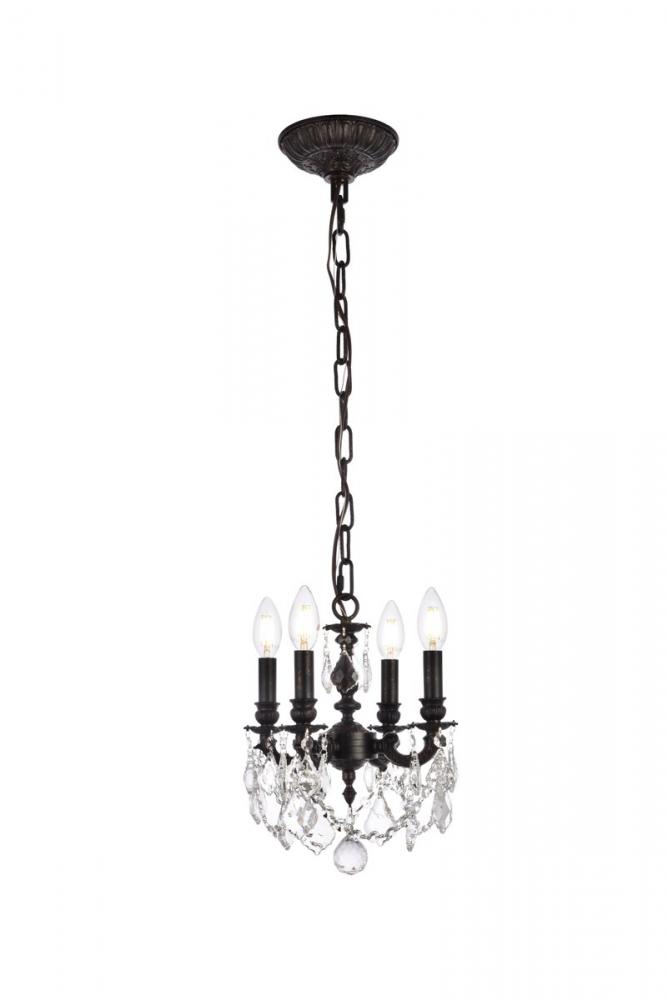 Lillie 4 light Dark Bronze Pendant Clear Royal Cut Crystal