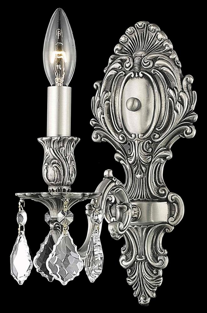 Monarch 1 Light Pewter Wall Sconce Clear Royal Cut Crystal