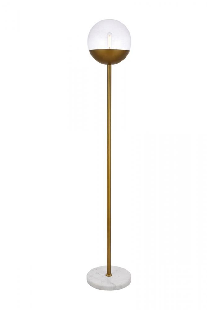 Eclipse 1 Light Brass Floor Lamp with Clear Glass