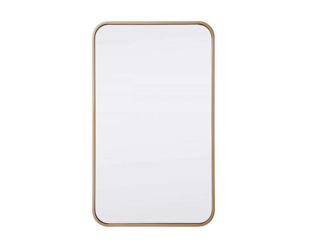 Soft Corner Metal Rectangular Mirror 18x30 Inch in Brass