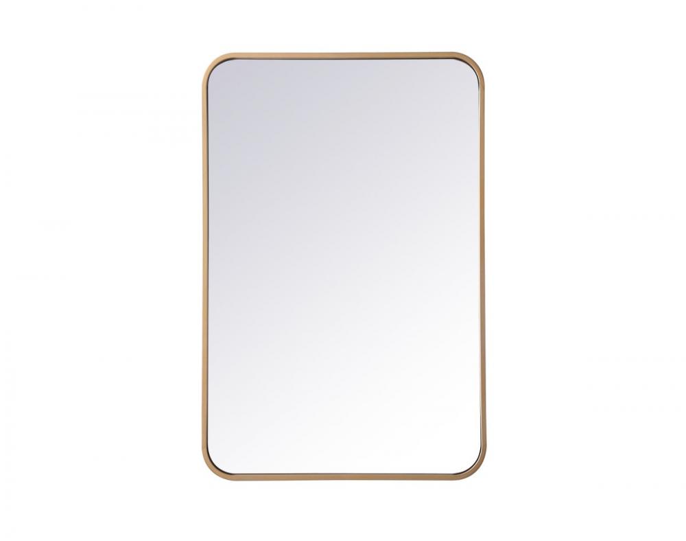 Soft Corner Metal Rectangular Mirror 20x30 Inch in Brass