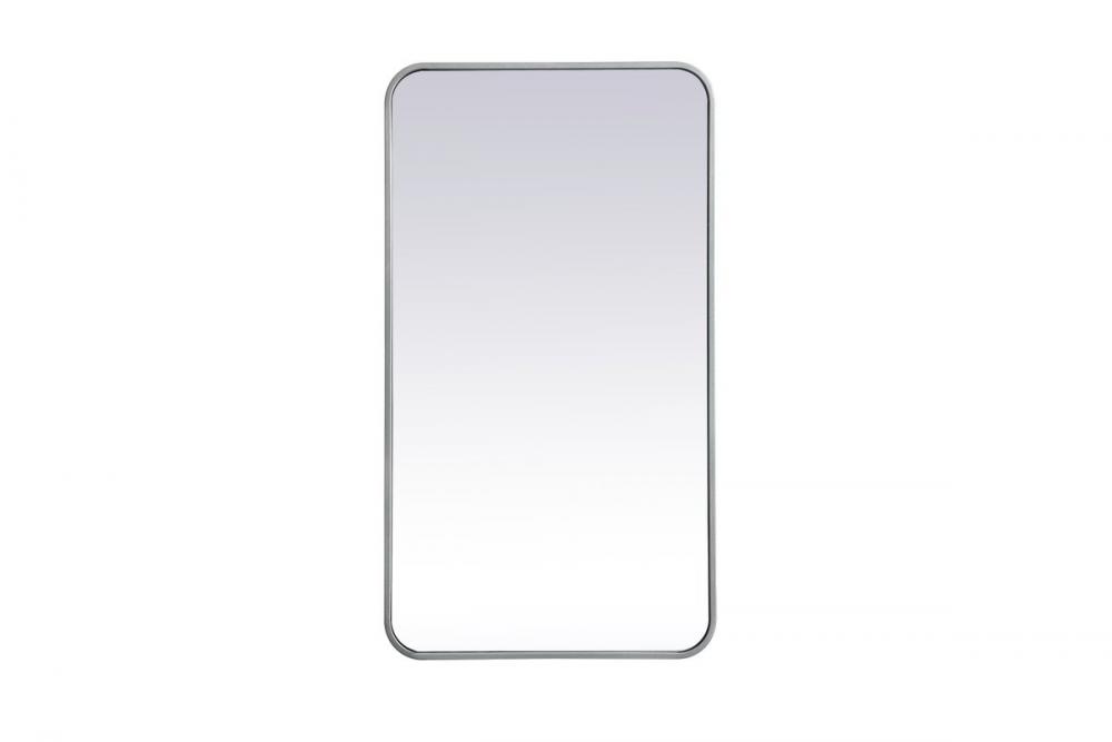 Soft Corner Metal Rectangular Mirror 20x36 Inch in Silver