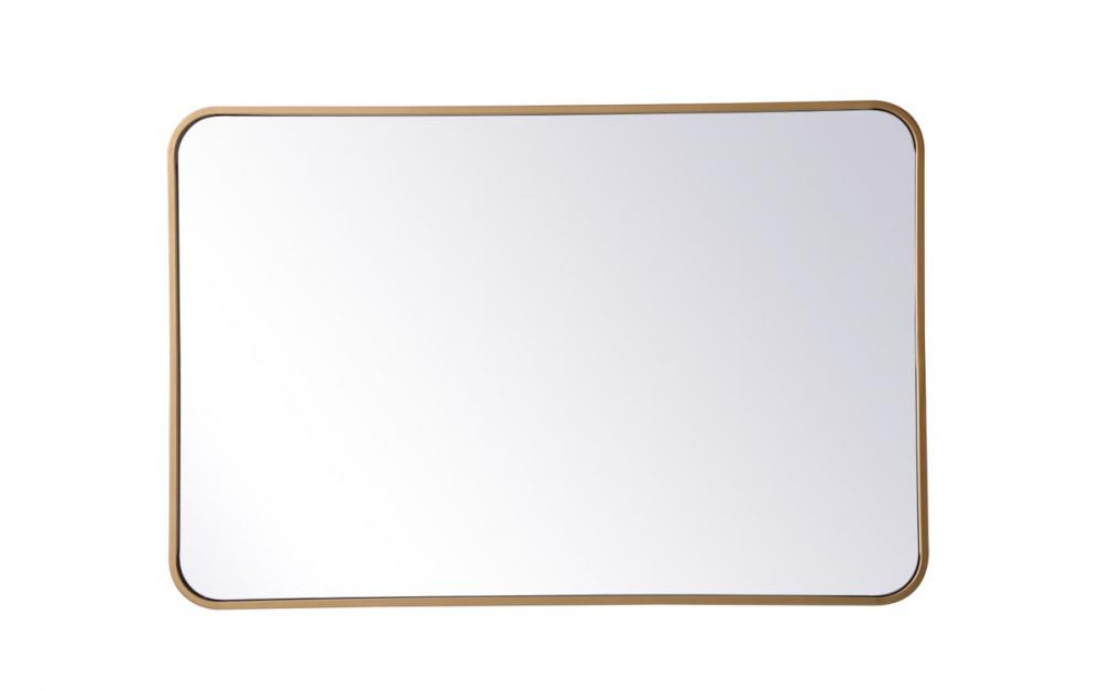 Soft Corner Metal Rectangular Mirror 24x36 Inch in Brass