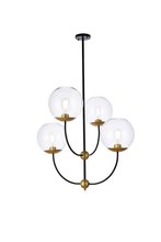 Elegant LD652D30BRK - Lennon 31.5 Inch Pendant in Black and Brass with Clear Shade