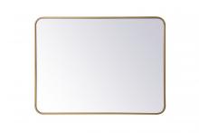 Elegant MR802736BR - Soft Corner Metal Rectangular Mirror 27x36 Inch in Brass