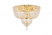 Elegant V2528F20G/RC - Tranquil 10 Light Gold Flush Mount Clear Royal Cut Crystal