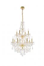 Elegant V7890D28G/RC - Giselle 12 Light Gold Chandelier Clear Royal Cut Crystal