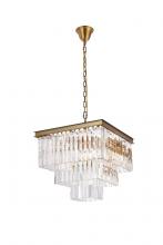 Elegant 1201S22SG/RC - Sydney 21.5 Inch Square Crystal Chandelier in Satin Gold