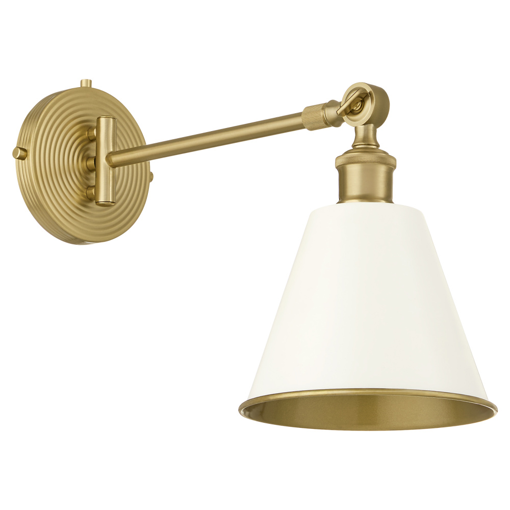 BAILEY 1 LIGHT WALL LAMP -STUDIO WHITE/AGED BRASS