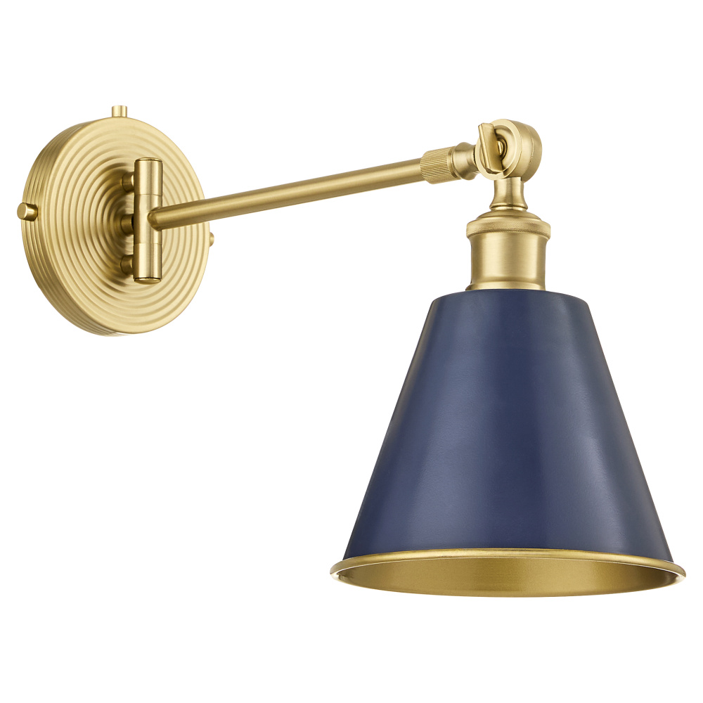 BAILEY 1 LIGHT WALL LAMP - BLUE/AGED BRASS